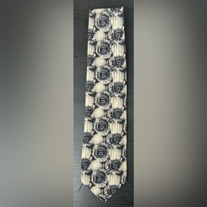 Sophisticated Black and Cream Floral Silk Tie
